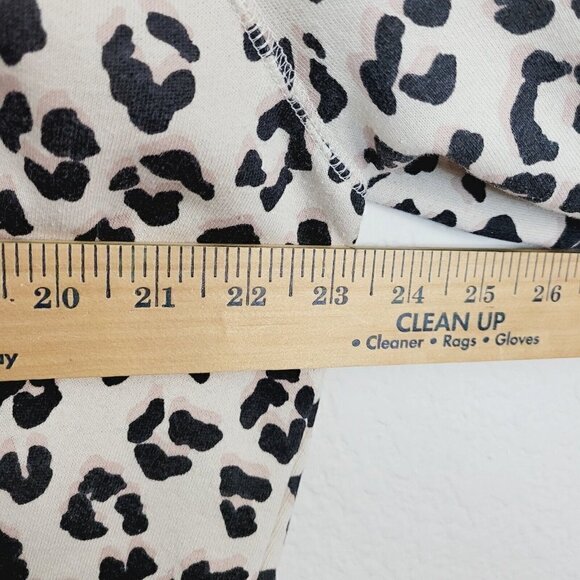 Lucky Brand Sz Large Women's Hooded Cropped Shirt Rolled Hem Animal Print Cream - Picture 5 of 9